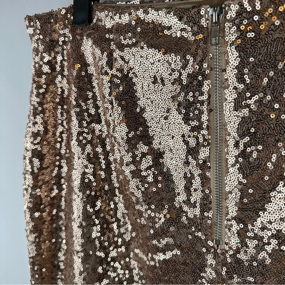 NWT Petite Metallic Gold Embroidered Sequin Midi Skirt with Split | US Size 10 - Picture 5 of 8